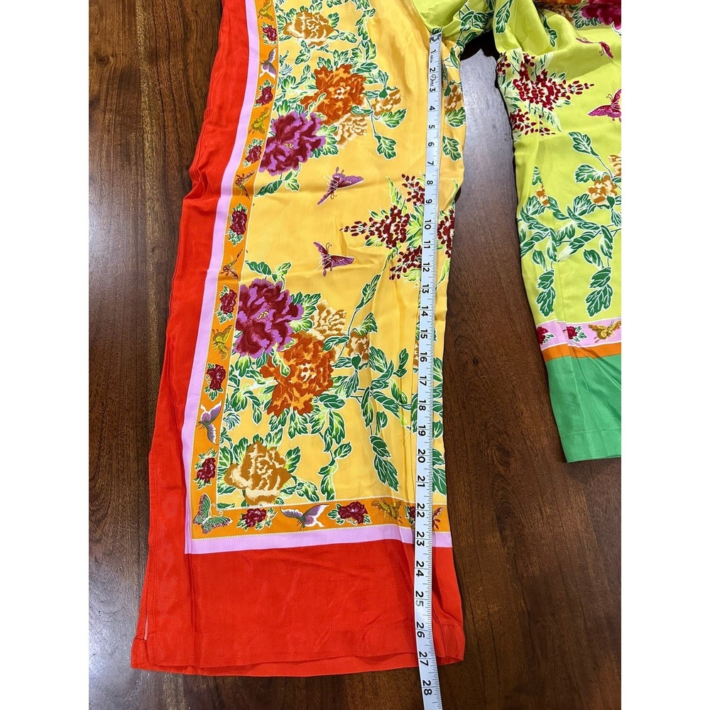 Anthropologie Floral Scarf Print Wide Leg Pants Smocked Waist Multi XS New - Picture 8 of 9